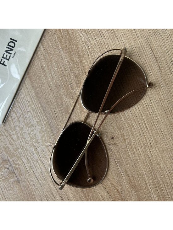 FENDI Gold Metalic Double Bridge Full Rim Pilot Sunglasses 0286/S